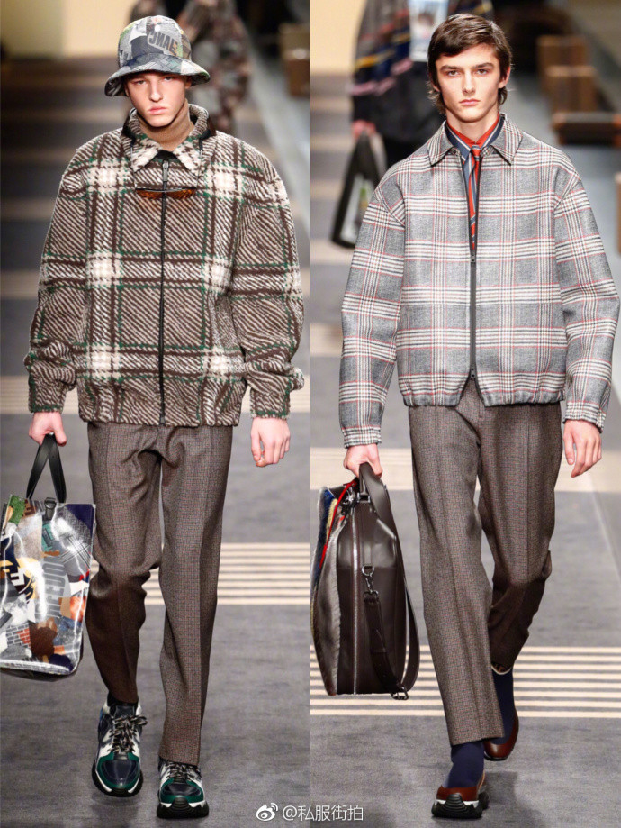 FENDI2018秋冬Collection秀场的欧美男模走秀图片