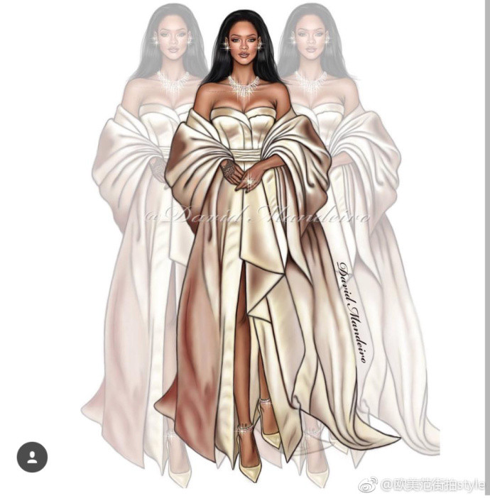 欧美美女明星Rihanna蕾哈娜日婆时尚插画手绘图片