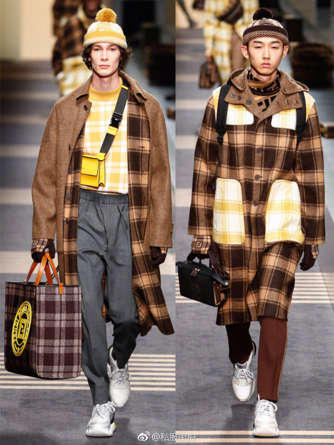 FENDI2018秋冬Collection秀场的欧美男模走秀图片