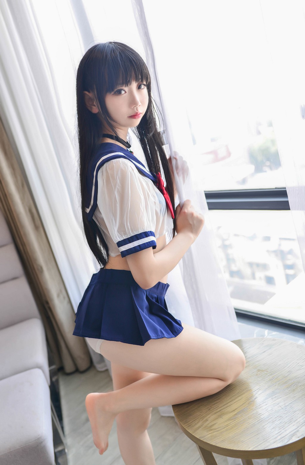 萝莉雪琪SAMA私房真丝吊带睡裙JK制服诱惑写真集