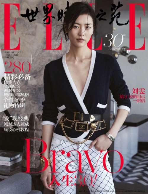 国际超模刘雯《ELLE世界时装之苑》1月刊封面大片