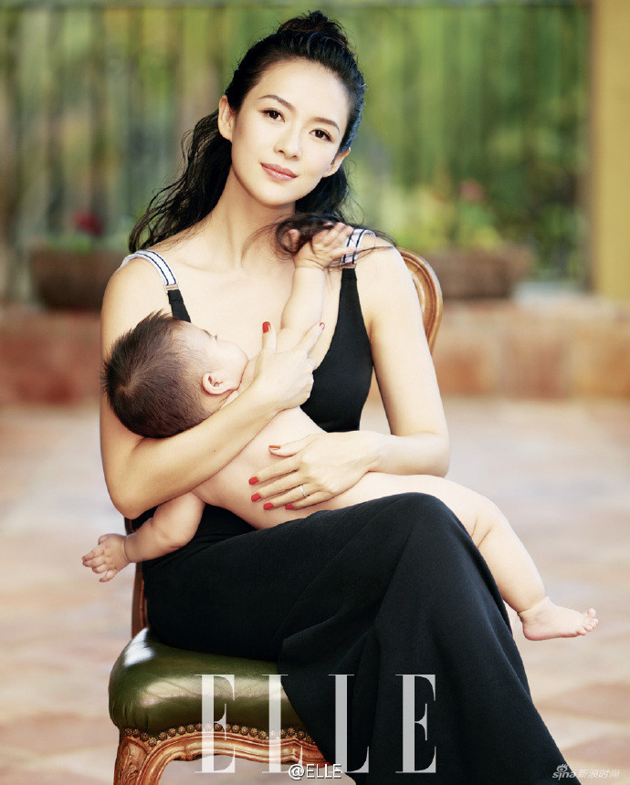 中国女星章子怡与女儿醒醒登上《ELLE》十月封面